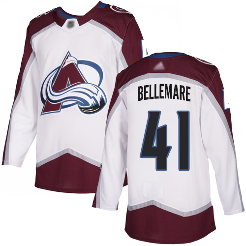 Adidas Colorado Avalanche Men 41 Pierre-Edouard Bellemare White Road Authentic Stitched NHL Jersey
